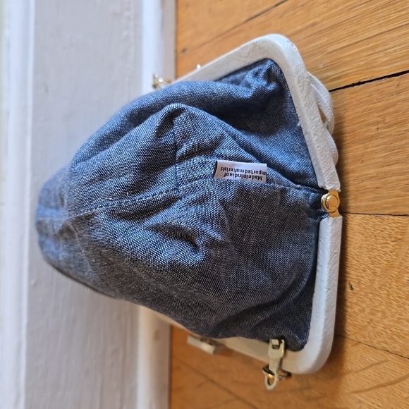 Clare V., Leather Strip Frame Clutch, Ivory, VGUC, 5.5" L x 9" W - Picture 10 of 15